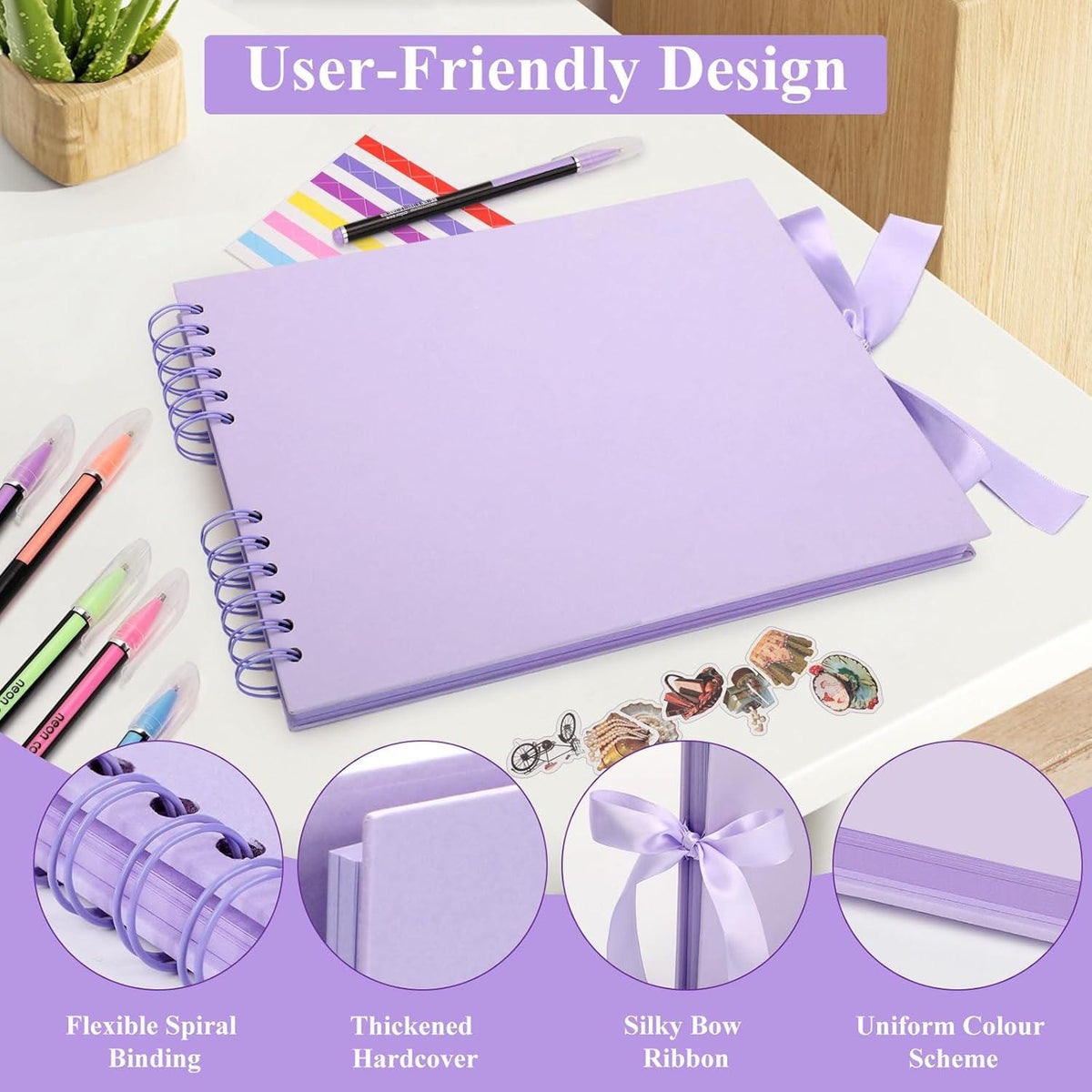 Deluxe Scrapbook Kit with Accessories, DIY Photo Album Set with Stickers & Metallic Pens, Memory Book, Gift for Crafters