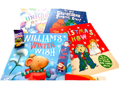 Children's Christmas Book Bundle: Preloved Books, Gift Ribbon & Treats