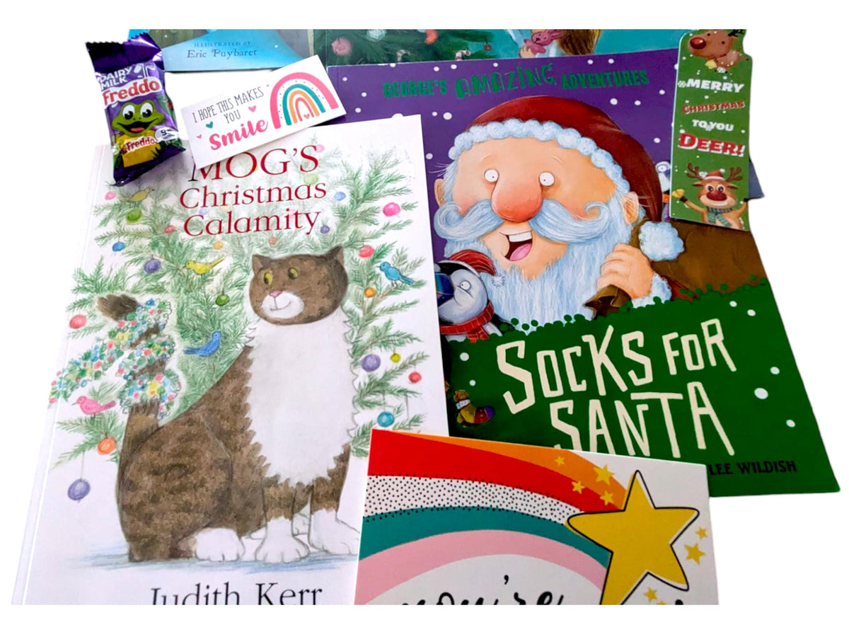 Children's Christmas Book Bundle: Preloved Books, Gift Ribbon & Treats
