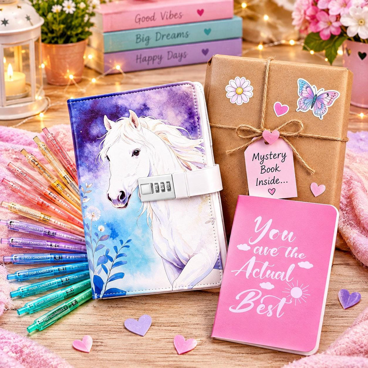 Kids Mystery Book Gift Set | Lockable Diary and  Pens | Boys & Girls Reading Gift | Mystery Wrapped Book | Children's Bookish Gift
