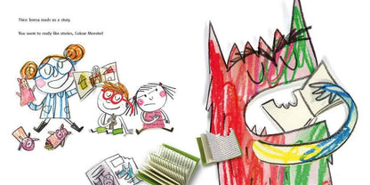 School Memory Book & Starting School Gift Set | First Day at Primary School Card, Colour Monster Book, Wooden Good Luck Plaque