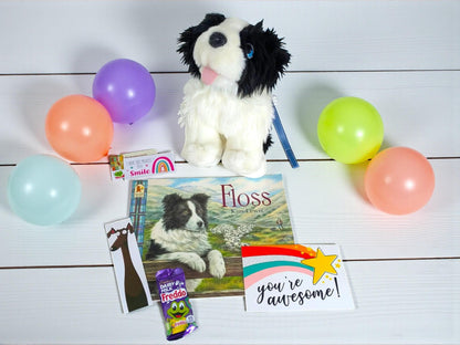 Border Collie Plush & "Floss" Book, Reading Gift Set