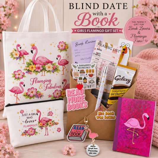 Flamingo Gift Set | Blind Date With A Book | Flamingo Lover Mystery Book Box | Book Box Gift | Booktok Inspired Gift for Women & Teen Girls