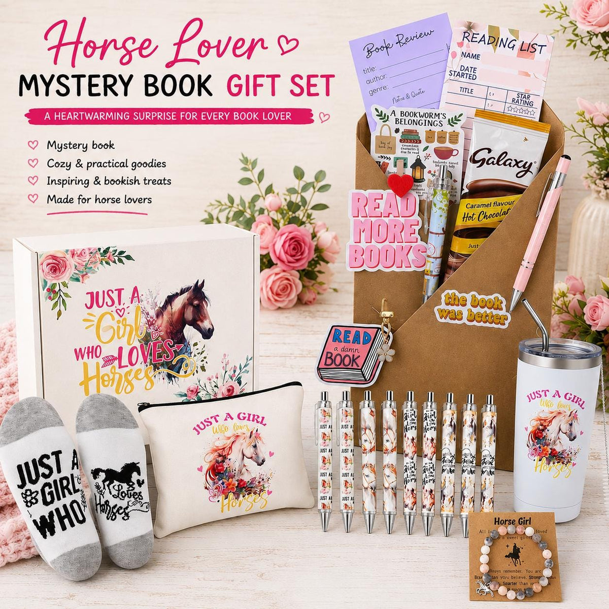 Horse Gift Set | Blind Date With A Book | Horse Lover Book Box | Mystery Book Gift for Girls | Reader Care Package | Horse Themed Gifts