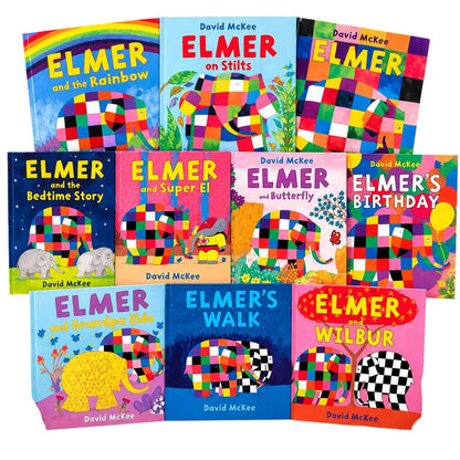Elmer the Patchwork Elephant Gift Set | 10 David McKee Children's Books & Cuddly Soft Toy | Rainbow Elephant Birthday Gift
