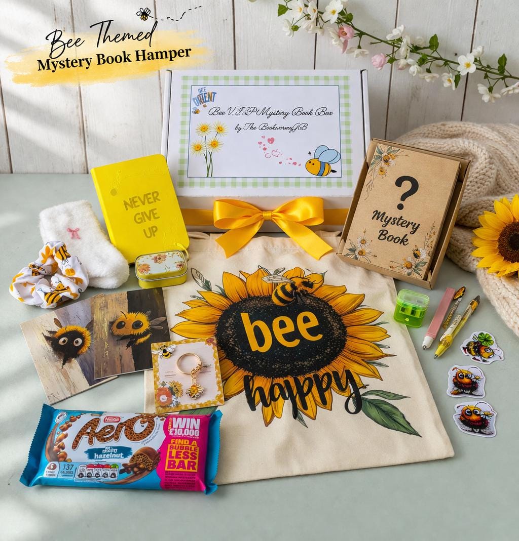 Bee Gift, Mystery Book Hamper Box with Stationery | Bookish Gift, Blind Date with a Book