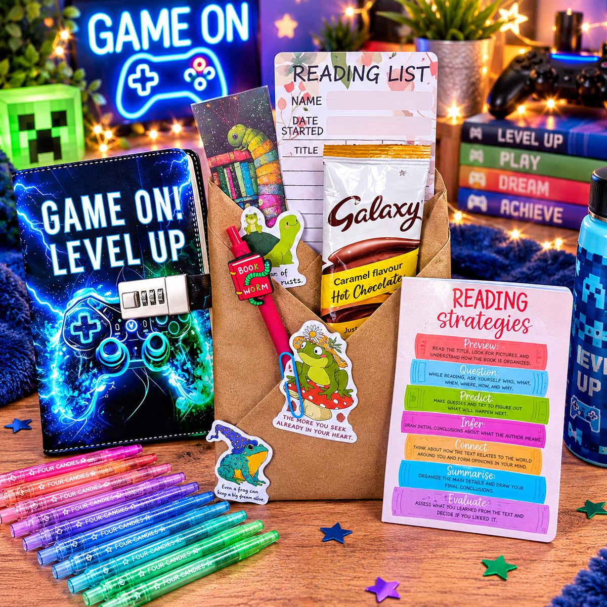Kids Mystery Book Gift Set | Lockable Diary and  Pens | Boys & Girls Reading Gift | Mystery Wrapped Book | Children's Bookish Gift