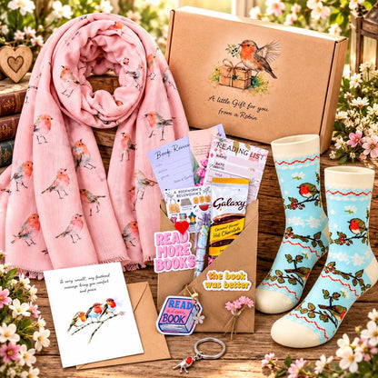 Robin Gift Set |  Mystery Book | Robin Gifts for Her | Surprise Book Box | Bird Lover Gift | Birthday Gift for Bookworms