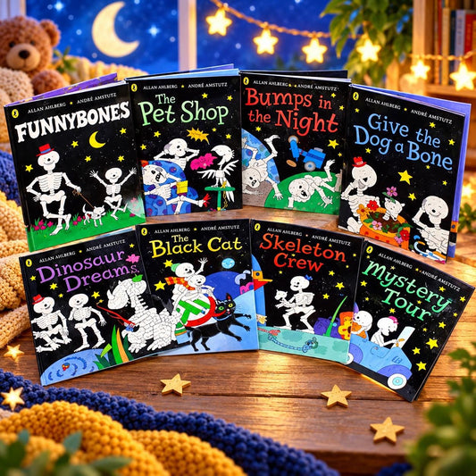 Funnybones Children's Books by Allan Ahlberg | 8 Book Collection | Funny Skeleton Stories | Kids Picture Books | Bedtime Reading Gift Set