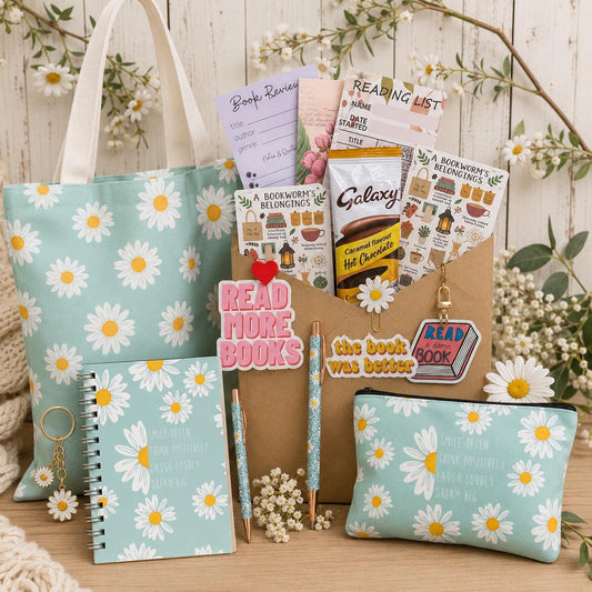 Daisy, Mystery Book Gift Set | Book Lover Gift Box | Floral Reader Gift | Reading Journal, Daisy Tote Bag, Bookish Gifts, Floral Gift Set
