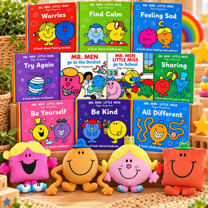 Mr Men Little Miss Gift Set | 10 Children's Books & Choice of Plush Soft Toy | Roger Hargreaves | Kids Reading Gift