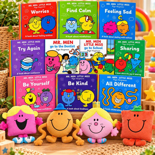 Mr Men Little Miss Gift Set | 10 Children's Books & Choice of Plush Soft Toy | Roger Hargreaves | Kids Reading Gift