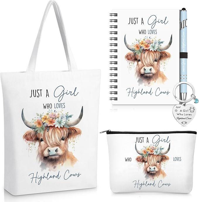 Highland Cow Gift Set | Blind Date With A Book | Book Lover Mystery Gift Box | Cozy Reader Gift | Highland Cow Tote & Accessories