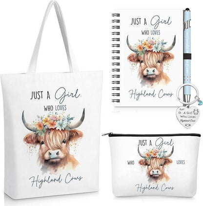 Highland Cow Gift Set | Blind Date With A Book | Book Lover Mystery Gift Box | Cozy Reader Gift | Highland Cow Tote & Accessories