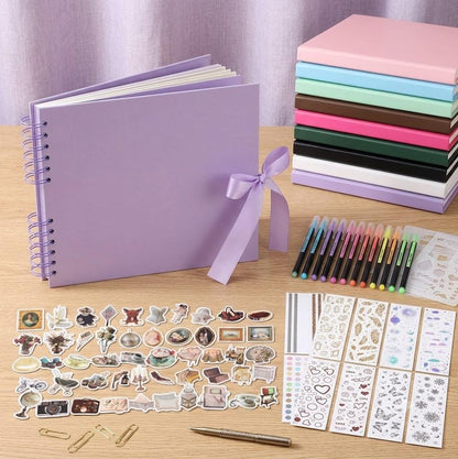 Deluxe Scrapbook Kit with Accessories, DIY Photo Album Set with Stickers & Metallic Pens, Memory Book, Gift for Crafters