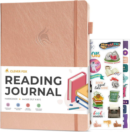 Reading Journal & Book Sleeve Gift Set | Rose Gold Reading Journal with Protective Book Sleeve Bag | Book Lover Gift | Multiple Designs