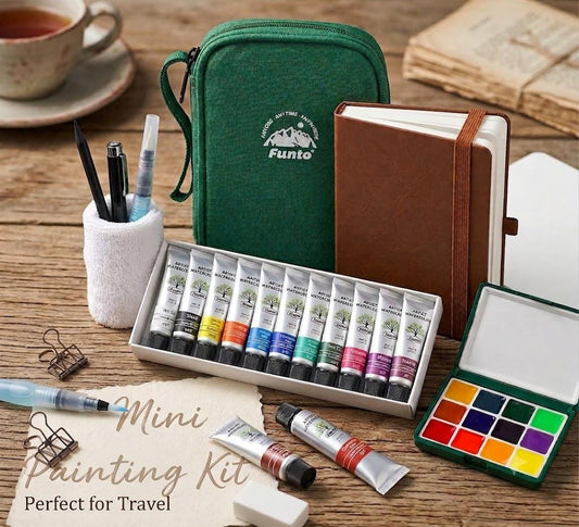 Mini Paint Set, Travel Watercolor Set - 12 Color Mini Painting Kit, Portable Art, Perfect Gift for Creators