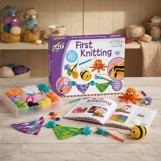 First Knitting Kit for Kids | Primary Children's Learn-to-Knit Set | Ideal  Birthday Gift | Galt Kit Includes Book & Tools | Learn to Knit