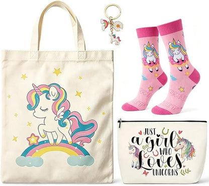 Unicorn Gift, Mystery Book Gift Set | Unicorn Lover Gift Box | Book Lover Gift | Reading Journal, Tote Bag, Socks, Bookish Gifts for Girls