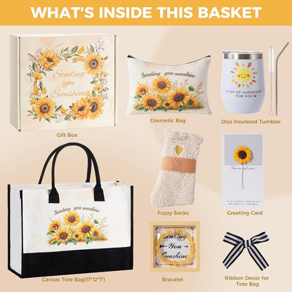 Sunflower Gift Set | Mystery Book | Sending You Sunshine Reading Care Package | Book Lover Gift Box, Tote Bag, Bookish Gifts, Sunflower Gift