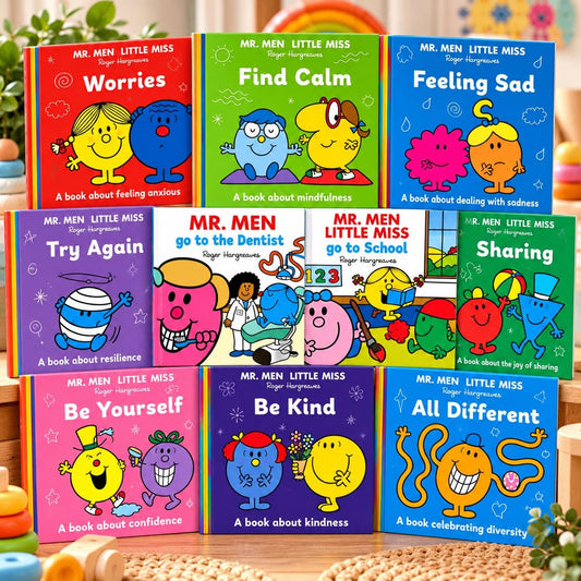 Mr Men Little Miss Gift Set | 10 Children's Books & Choice of Plush Soft Toy | Roger Hargreaves | Kids Reading Gift