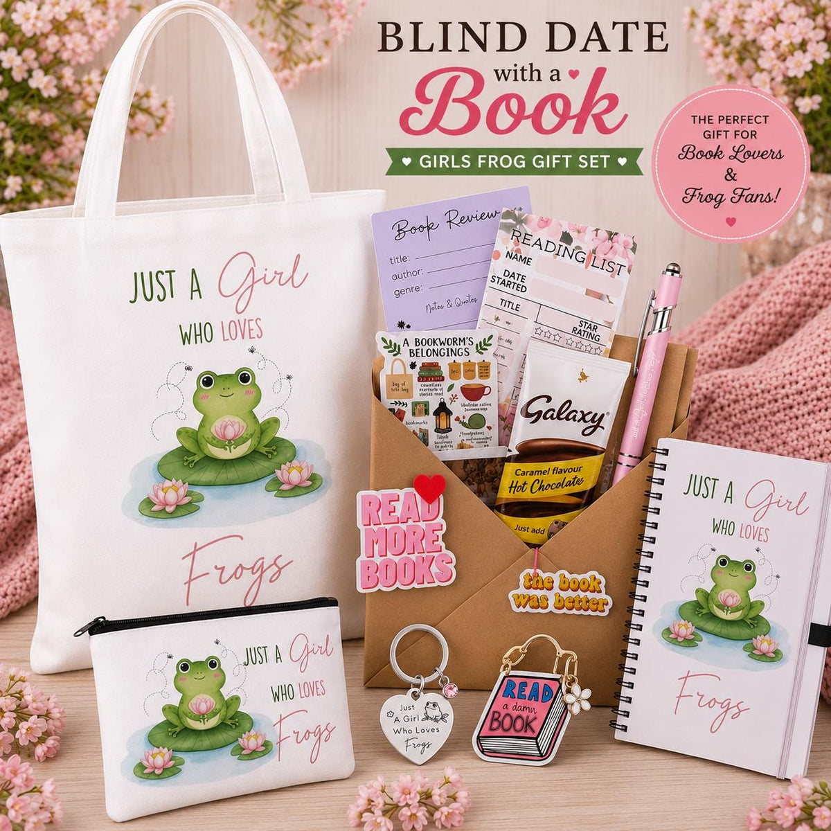 Frog Gift Set | Blind Date With A Book | Frog Lover Book Box | Book Lover Gift for Girls | Reading Gift Basket | Cozy Bookish Surprise