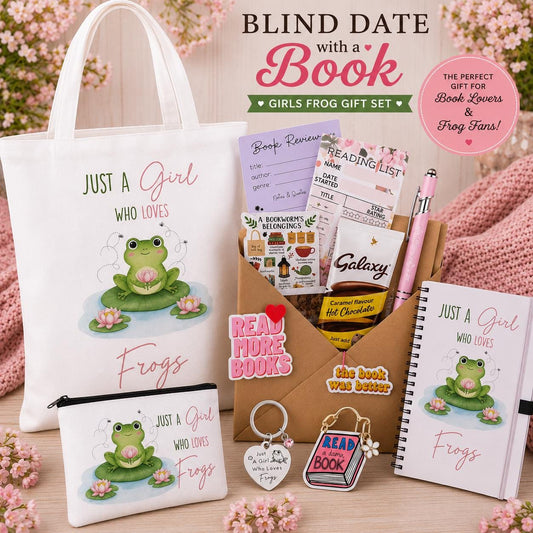 Frog Gift Set | Blind Date With A Book | Frog Lover Book Box | Book Lover Gift for Girls | Reading Gift Basket | Cozy Bookish Surprise