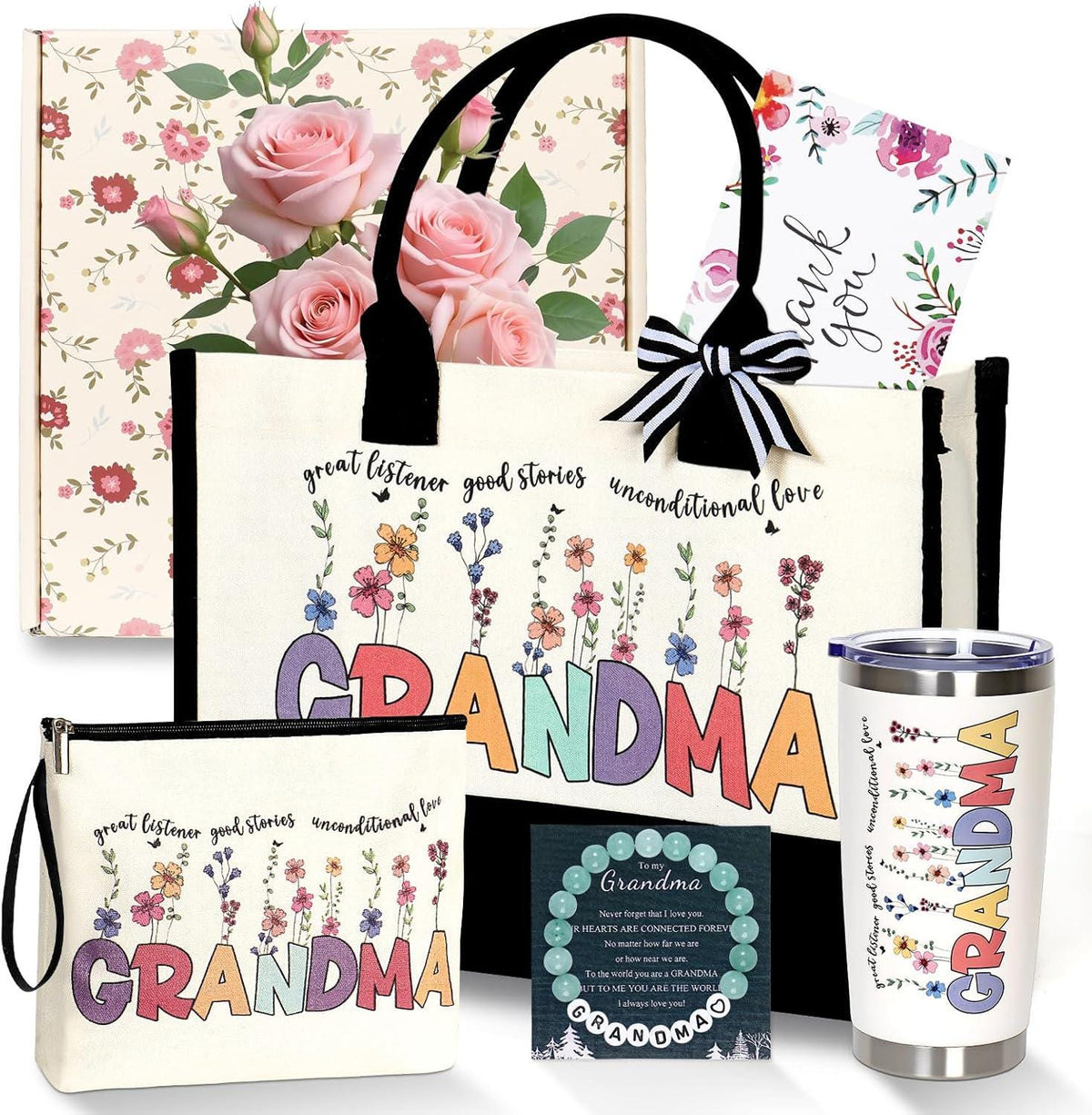 Grandma Mystery Book Gift Set | Nana Reading Gift Box | Book Lover Care Package with Tote Bag, Bookish Gifts | Grandmother Reading Gift