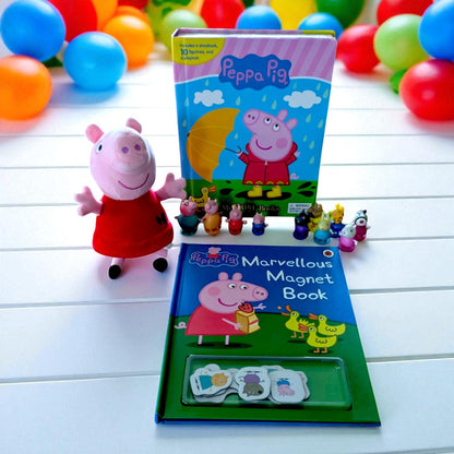 Peppa Pig Book Bundle: Plushie & Magnetic Board Book