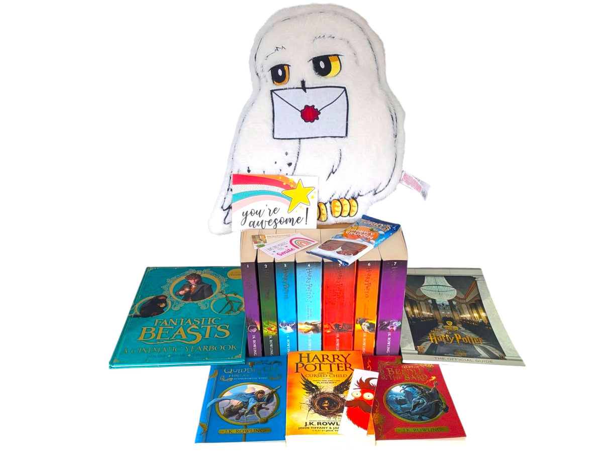 Harry Potter Books, Giant Bundle and Hedwig Plushie Cushion