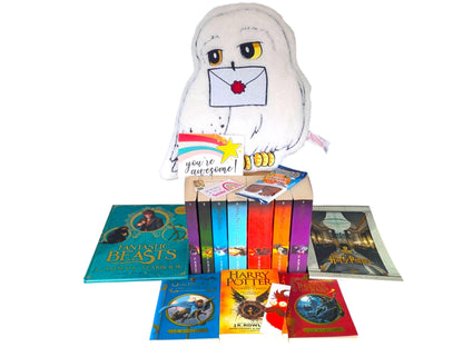 Harry Potter Books, Giant Bundle and Hedwig Plushie Cushion