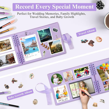 Deluxe Scrapbook Kit with Accessories, DIY Photo Album Set with Stickers & Metallic Pens, Memory Book, Gift for Crafters