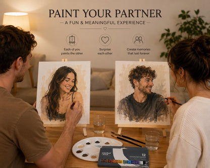 Paint Your Partner, Date Night Kit | Couples Painting Kit with Canvas, Paints/Brushes & Guide | Fun At Home Date Night Gift | Wedding Gift