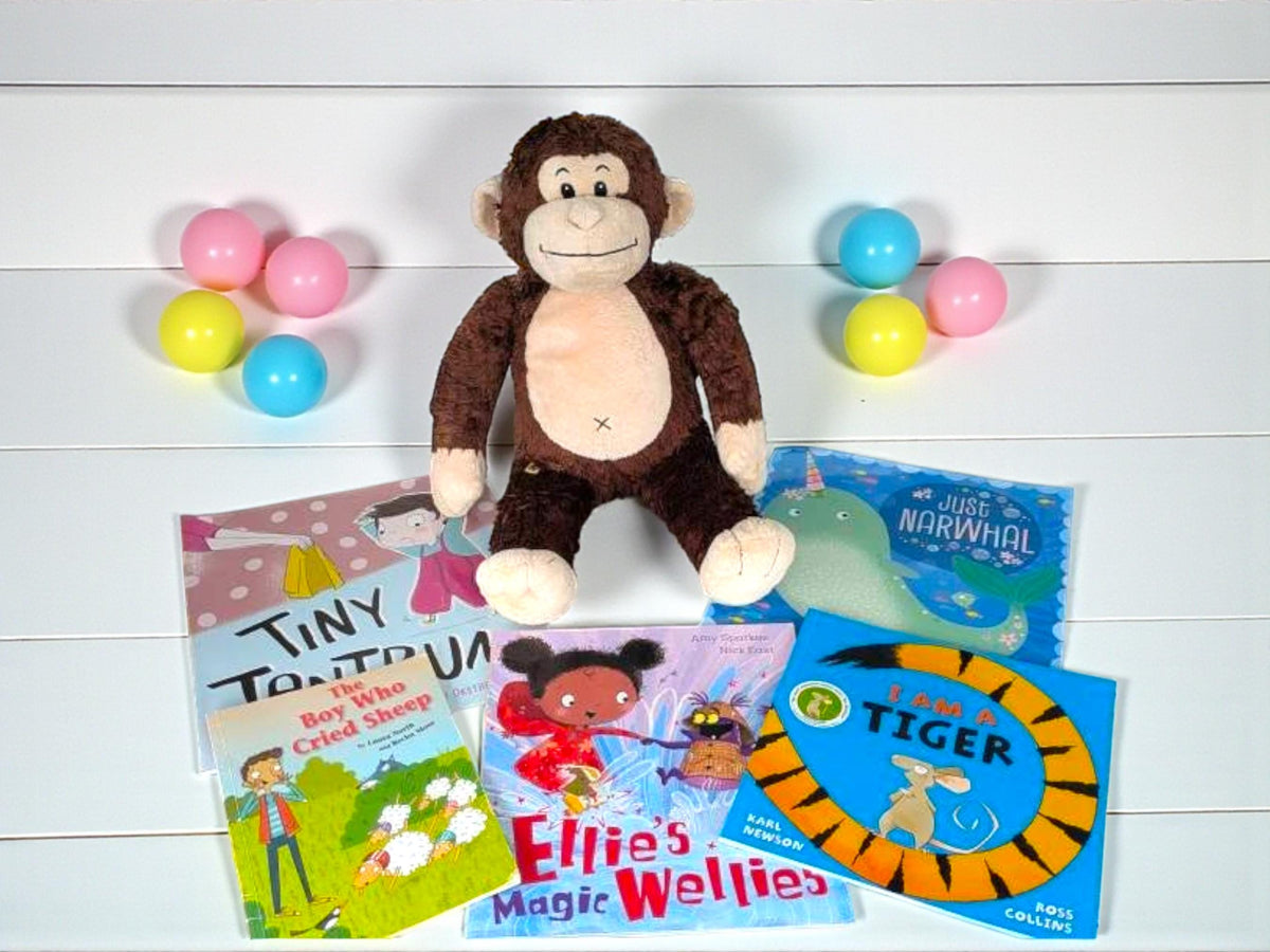 Monkey Plush & Children's Book Gift Set | Infant Reading Bundle