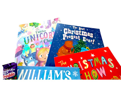 Children's Christmas Book Bundle: Preloved Books, Gift Ribbon & Treats