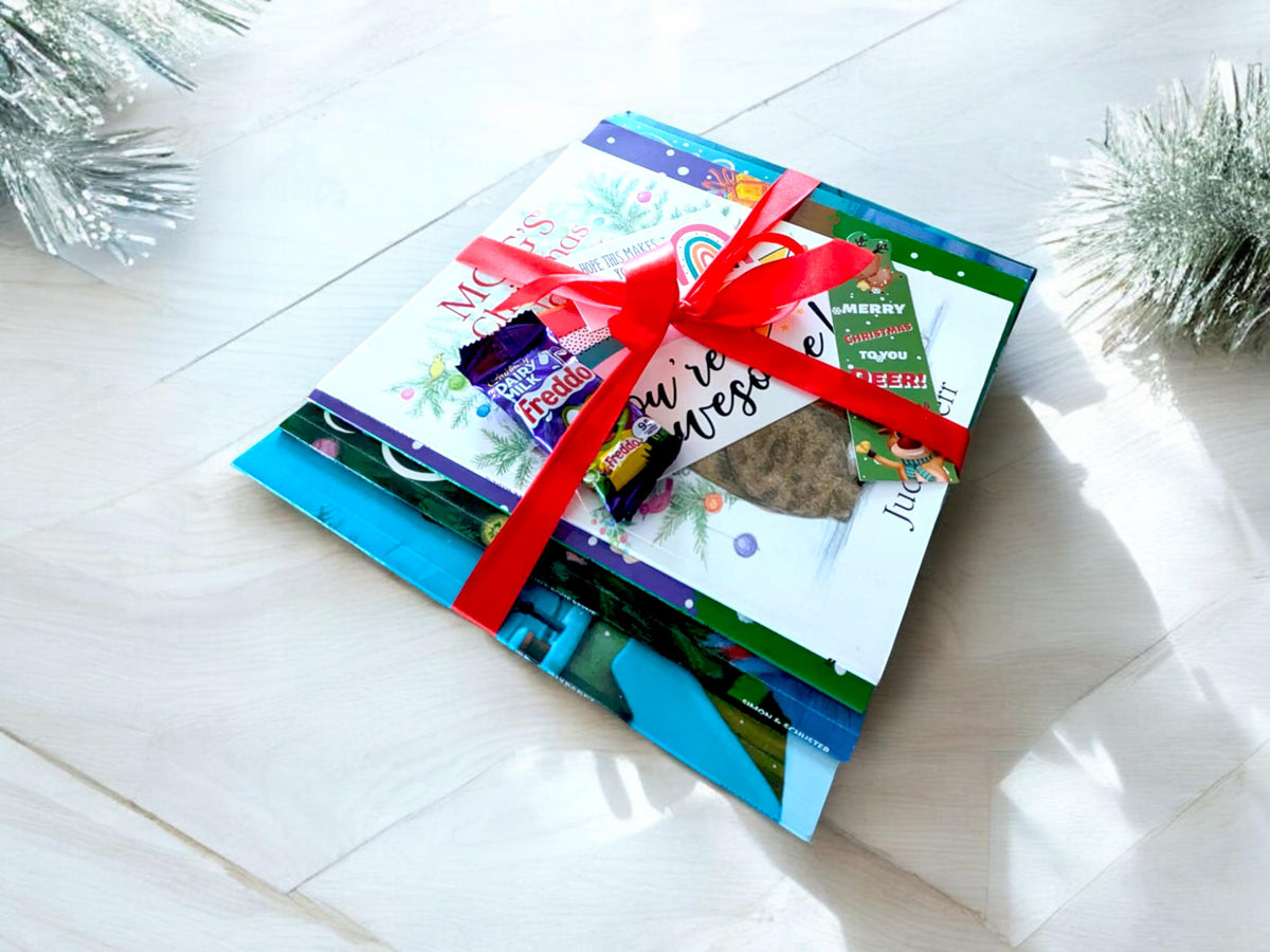Children's Christmas Book Bundle: Preloved Books, Gift Ribbon & Treats