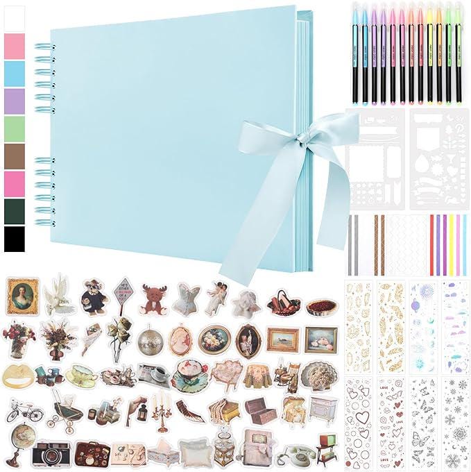 Deluxe Scrapbook Kit with Accessories, DIY Photo Album Set with Stickers & Metallic Pens, Memory Book, Gift for Crafters