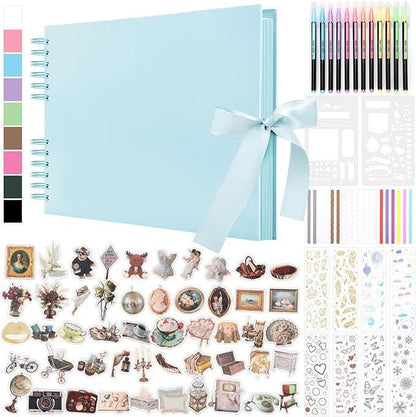 Deluxe Scrapbook Kit with Accessories, DIY Photo Album Set with Stickers & Metallic Pens, Memory Book, Gift for Crafters