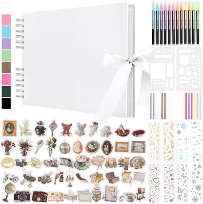 Deluxe Scrapbook Kit with Accessories, DIY Photo Album Set with Stickers & Metallic Pens, Memory Book, Gift for Crafters
