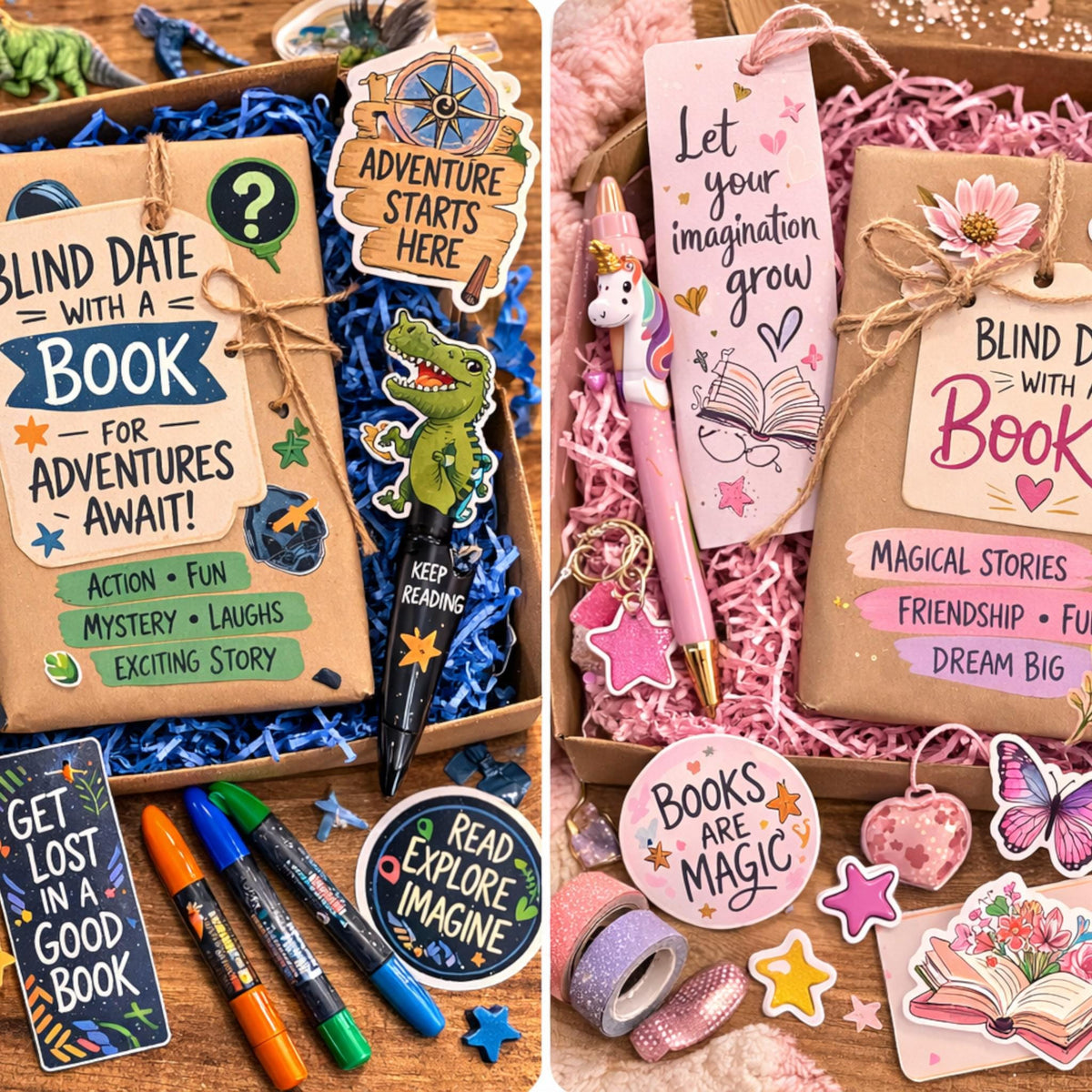 Boys Blind Date With A Book Gift Set | Mystery Book For Children | Book Lover Gift With Bookish Treats