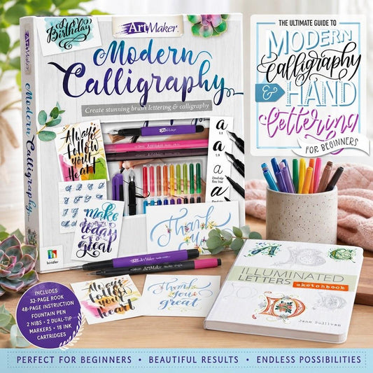 Complete Modern Calligraphy & Hand Lettering Art Maker Kit - Perfect Beginner's Guide and Practice Tools for Stunning Brush Lettering