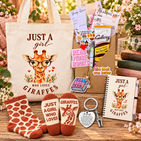 Giraffe Gift Set | Mystery Book | Giraffe Lover Gifts for Her | Surprise Book & Bookish Goodies | Birthday Gift for Readers