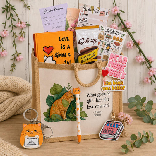 Ginger Cat, Mystery Book Gift Set | Book Lover Gift Box | Cat Themed Reader Gift | Reading Journal, Cat Pen, Bookish Gifts
