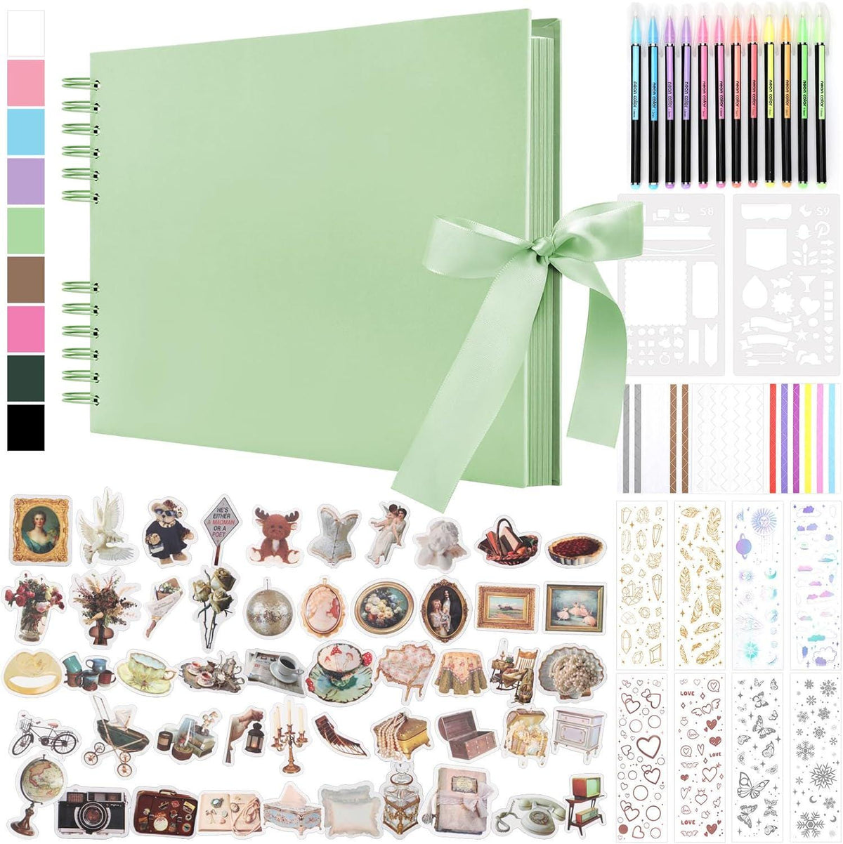 Deluxe Scrapbook Kit with Accessories, DIY Photo Album Set with Stickers & Metallic Pens, Memory Book, Gift for Crafters