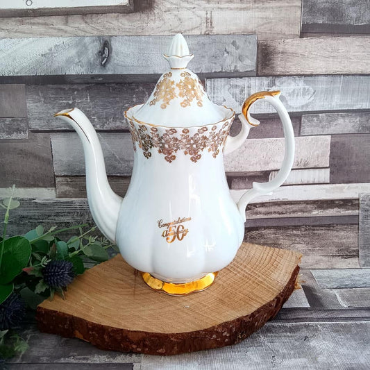 Royal Albert 50th Anniversary China: Vintage Coffee Pot, Cake & Sandwich Plates