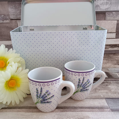 Lavender Mugs in Decorated Tin: Gardener Gift Set