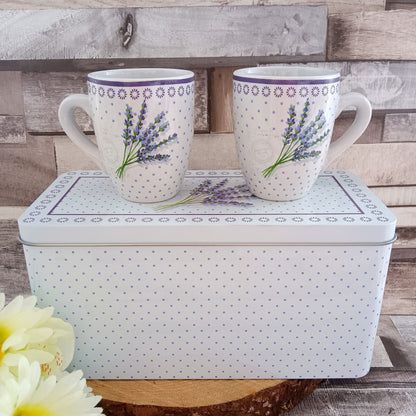 Lavender Mugs in Decorated Tin: Gardener Gift Set