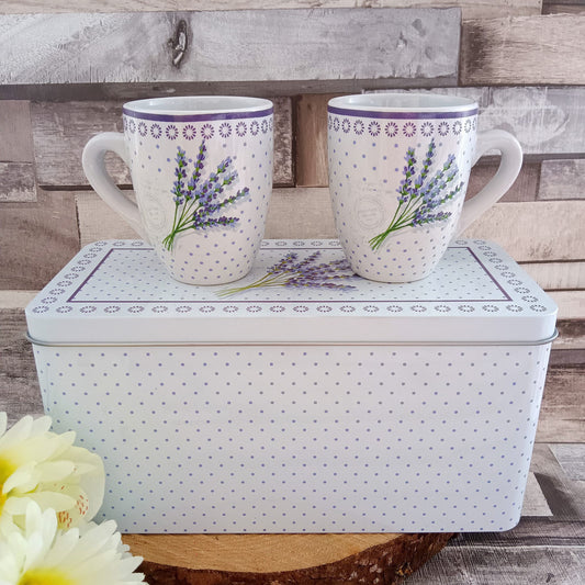 Lavender Mugs in Decorated Tin: Gardener Gift Set