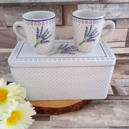 Lavender Mugs in Decorated Tin: Gardener Gift Set