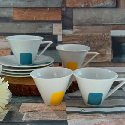 Vintage Tea Cups and Saucers: Blue & Yellow Tea Set